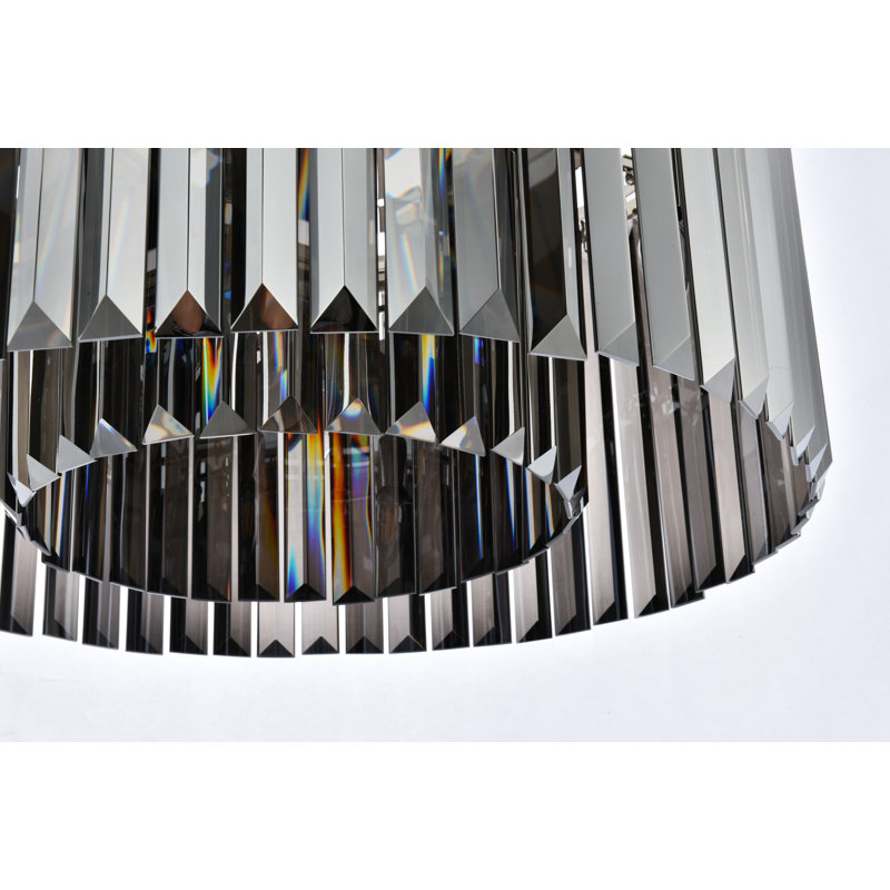 Yazmin 8 - Light Dimmable Drum Chandelier, Gray, Polished Nickel