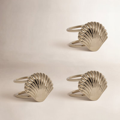 Cap Ferrat Fan Shell Brass Napkin Rings