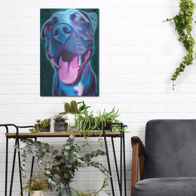 «Pit Bull - Bleu ciel» par Dawg Painter, H 16 po x l 12 po