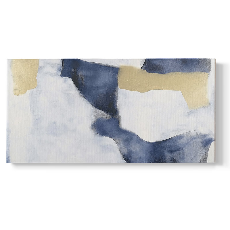 «Abstract Series» -XLVI- Toile tendue avec châssis tendue - Prêt à accrocher, H 17 po x l 33 po, Doré