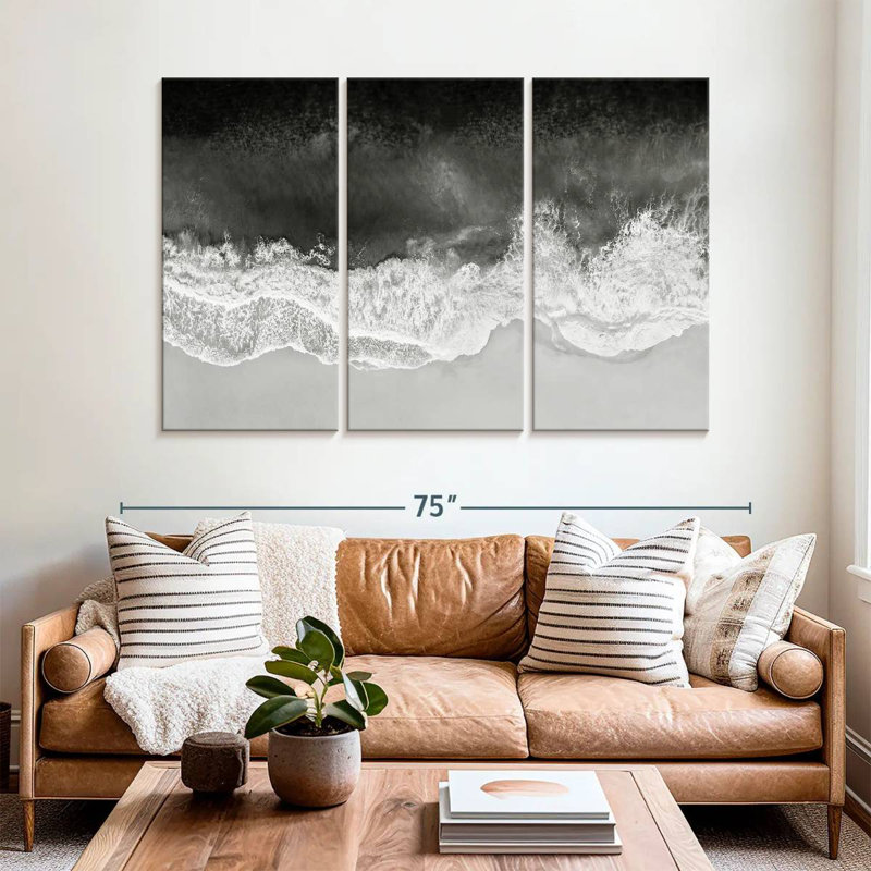 Gillard Waves en noir et blanc, H 28 po x l 45 po
