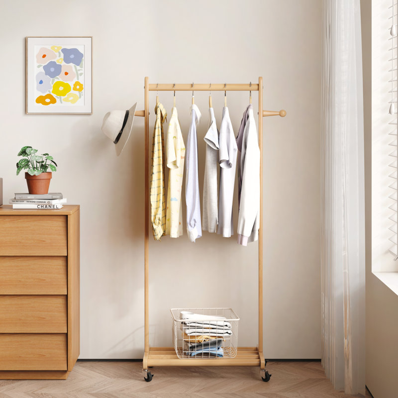 Organisateur de vêtements en hêtre massif pour enfants, 47.2 inch