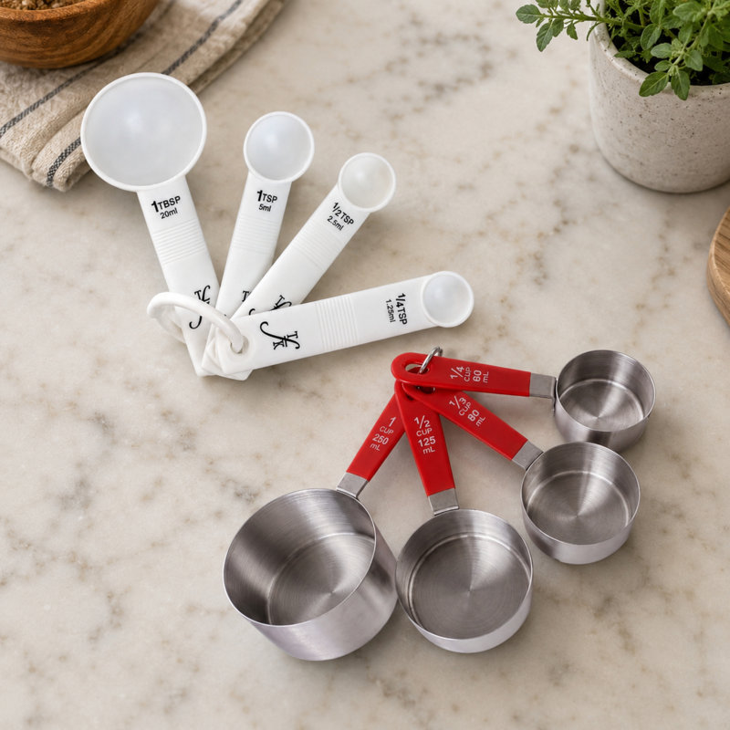 BergHOFF 8-Piece Stainless Steel Measuring Cup Set and Measuring Spoon Set