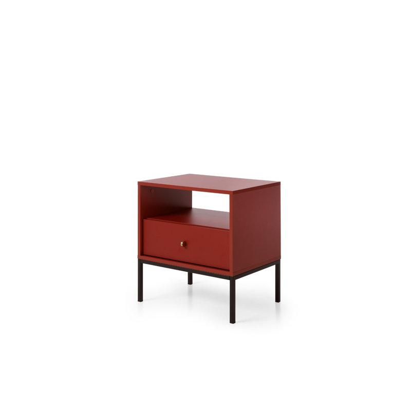 Craigarogan 53.6cm W Plywood / Laminate Board Bedside Table, Red/Brown