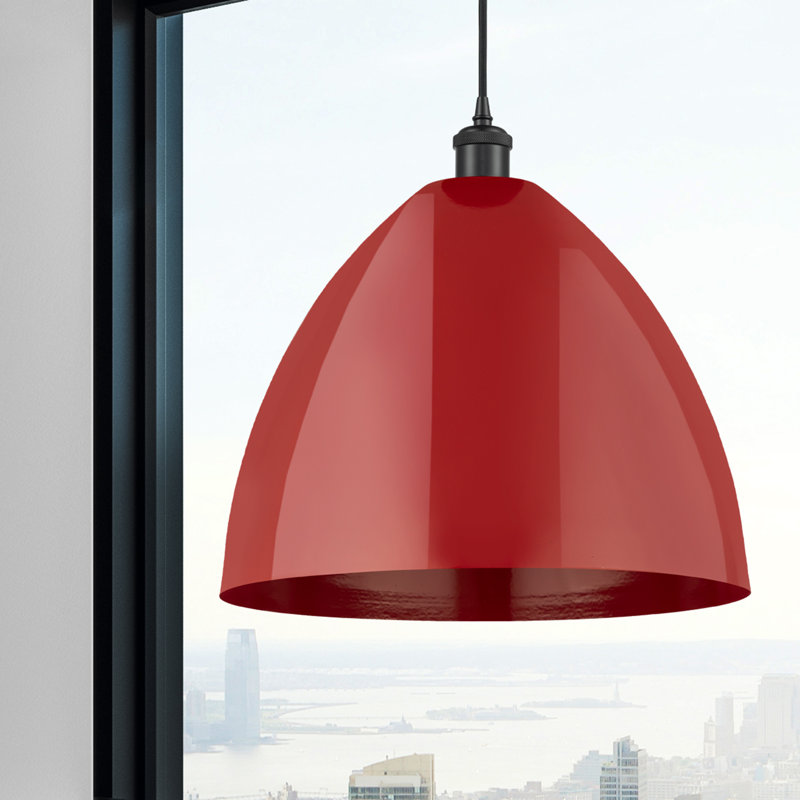 Luminaire suspendu conique 1 lumière, Rouge, Noir mat
