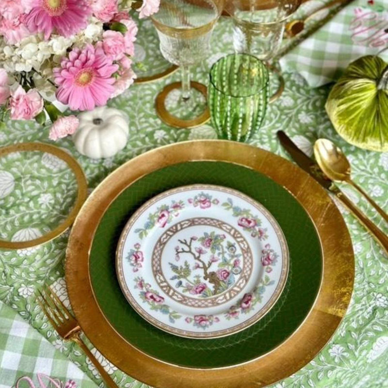 Eden Green Rectangle Tablecloth, 72" D x 135" L