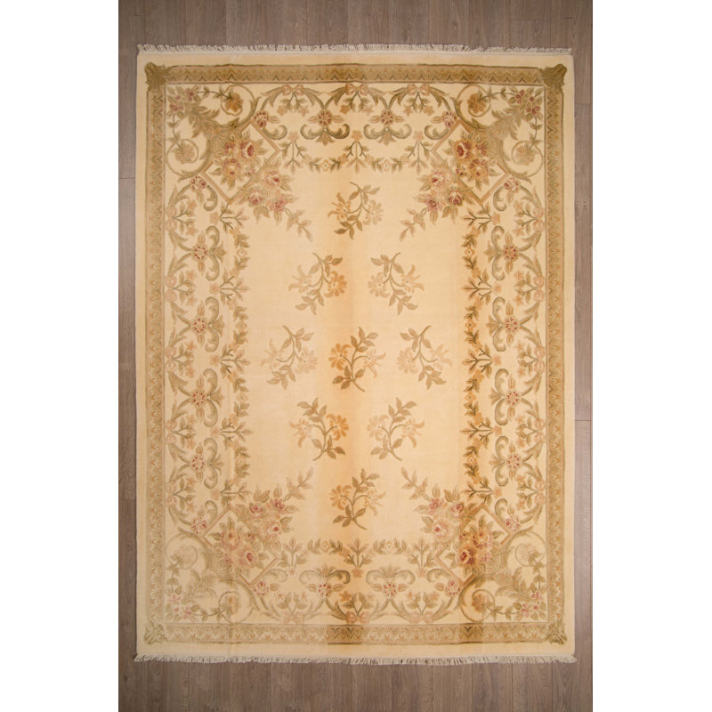 Aura Wool Oriental Area Rug in Beige, Rectangle  3'1.4" x 5'0.2"