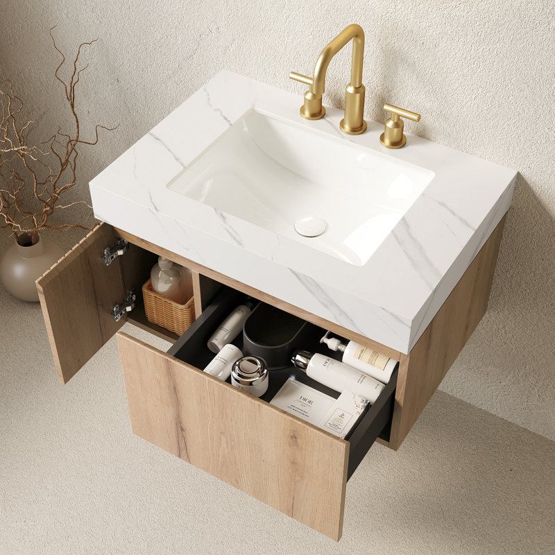 30-Inch Floating Bathroom Vanity With Ceramic Basin