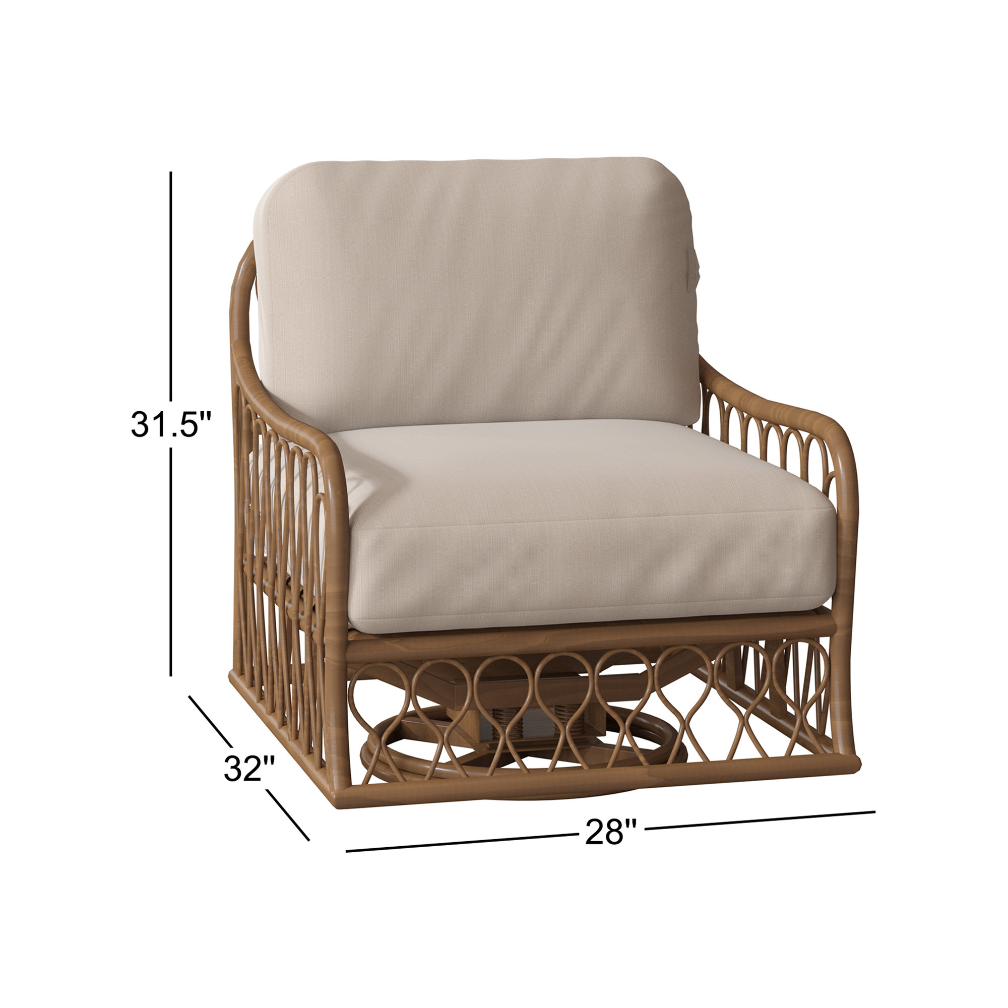 Cane Outdoor Chair with Sunbrella® Cushions, Linen Antique Beige Sunbrella®