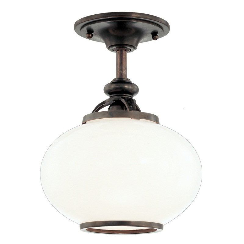 Canton Glass Flush Mount, Old Bronze, 11.5"H x 9"W