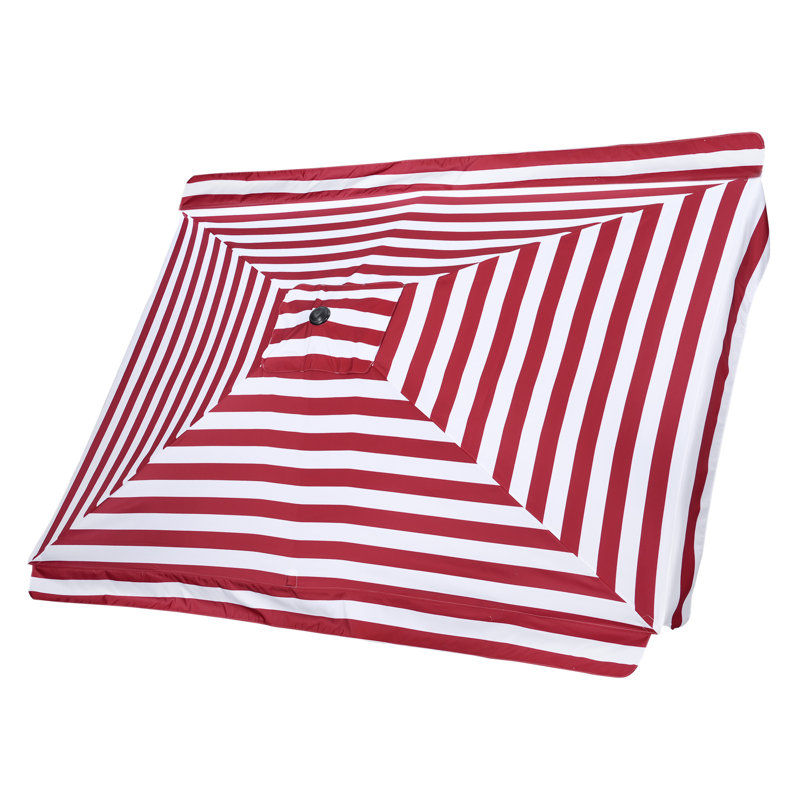 Lasater Tailored Geometry 10X6.5 Ft Market Umbrella Replacement Cover Canopy for Bistro Patios  - Sunny Coat, Red Strip+White