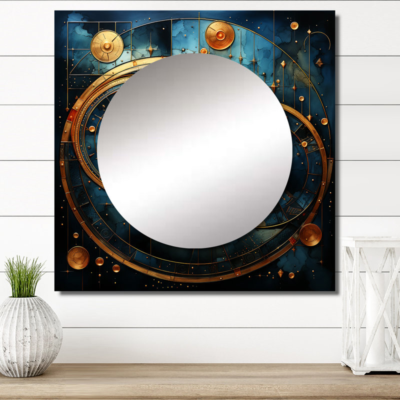 Sharre - Miroir géométrique carré moderne pour décoration murale, 23 po x 23 po