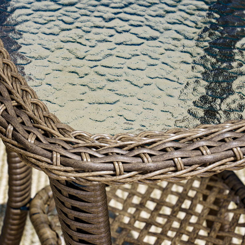 Rio Vista Beige Cushioned Brown Wicker Outdoor Glider Chair Set