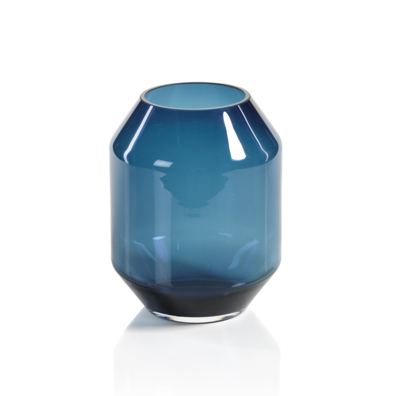 Ouragan en verre Anjou, Bleu minuit, H 14,25 po x l 12 po x P 12 po