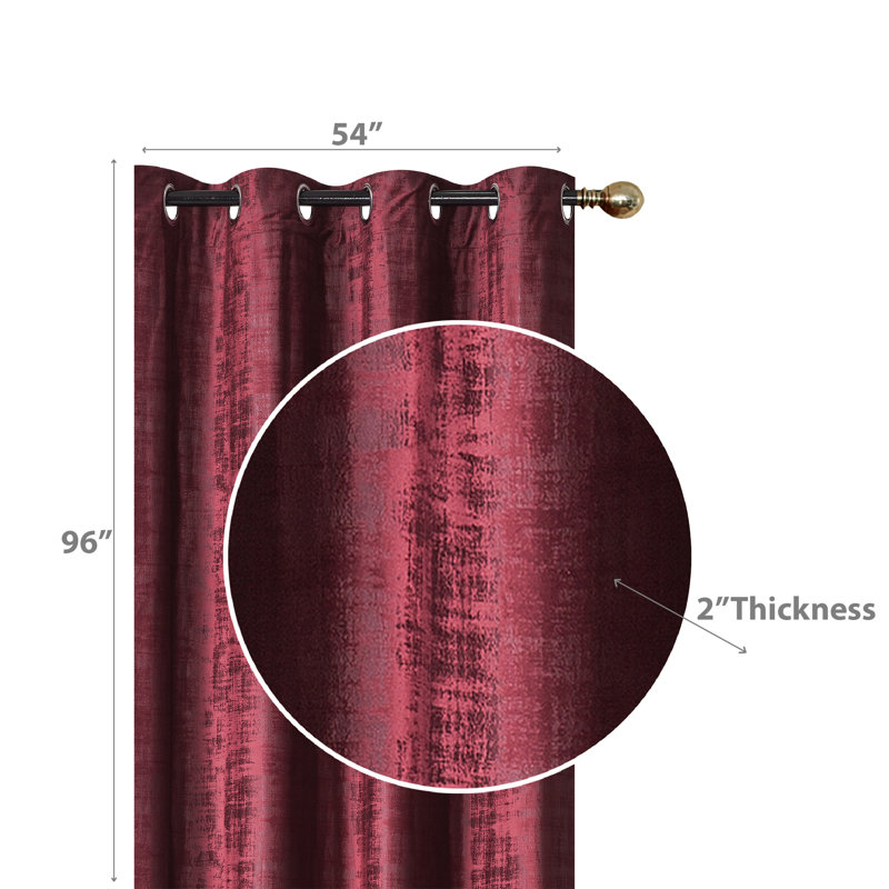 Velvet Semi Sheer Curtain Pair, 22" W x 96" L, Burgundy