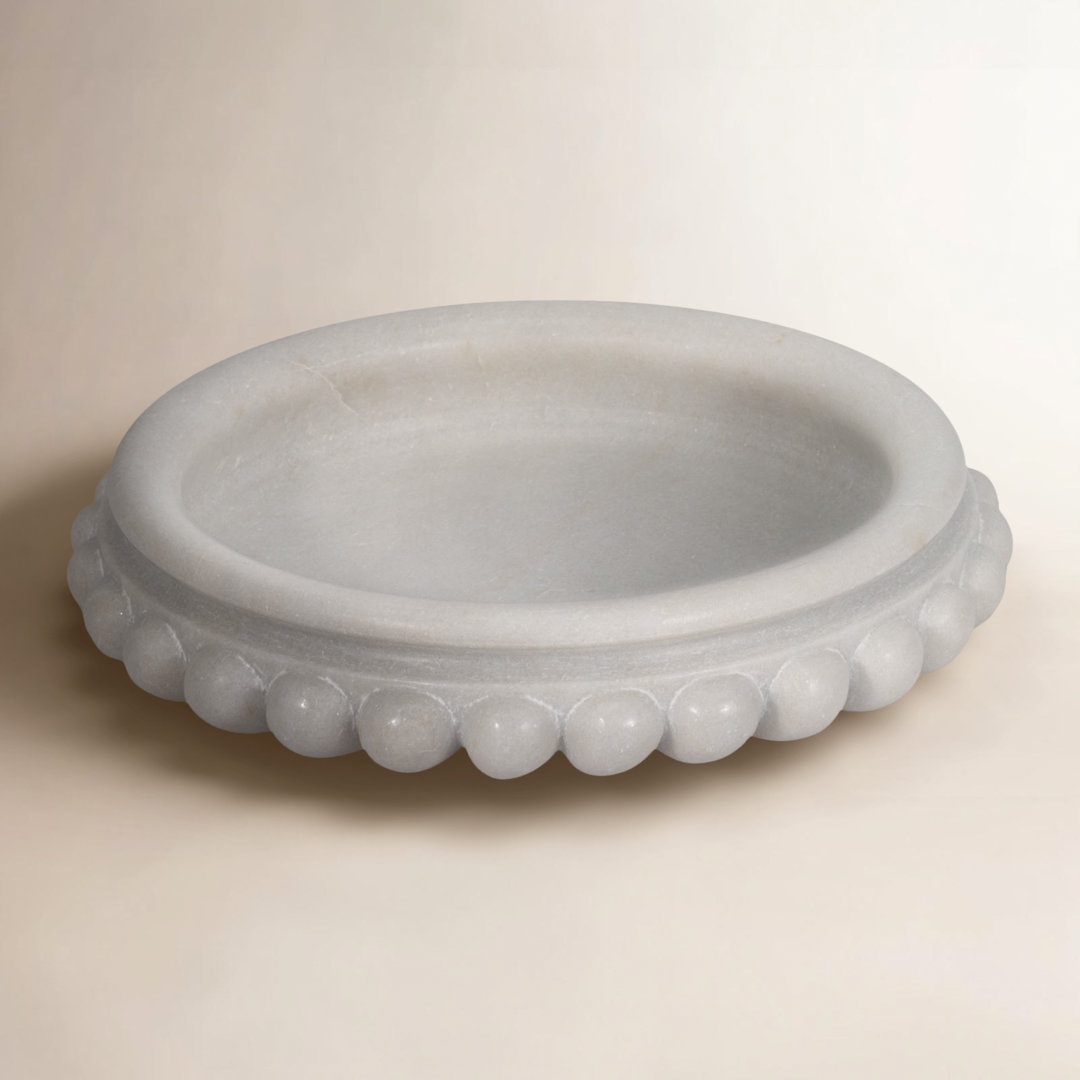 Rachael Elegant 18" Windsor Carved Marble Tray, White Timeless Centerpiece for Any Setting - 18" x 18" x 4" Birch Lane™