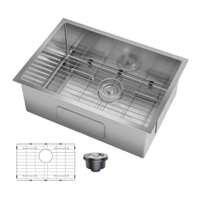 Stainless Steel Undermount Single Bowl Sink with Ledge & Accessories for Workstation, Prep Kitchen