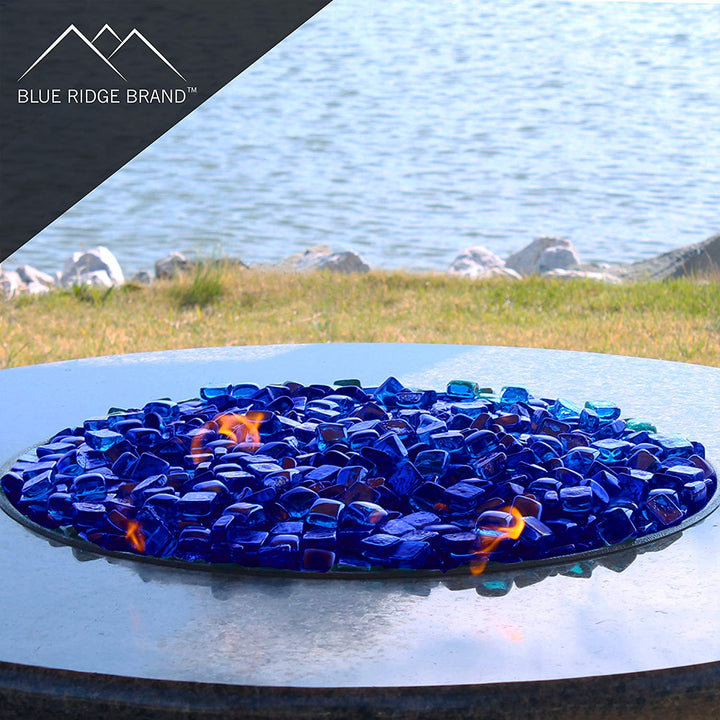 Aqua Blue Reflective Glass Cubes for Fire Pits, 10 Pound