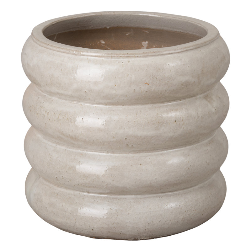 Pot de fleurs en céramique Cannet, Blanc, H 22 po x l 23 po x P 23 po