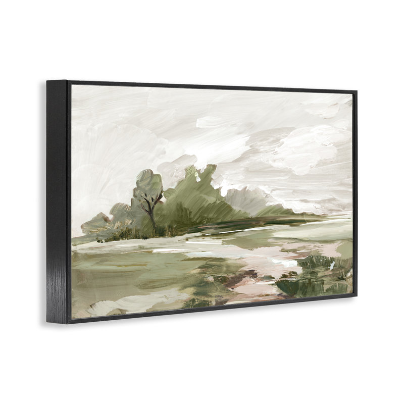  «Countryside with Distant Trees», art de la giclée encadrée par Lera, H 12 po x l 18 po, Giclée encadrée noir minuit