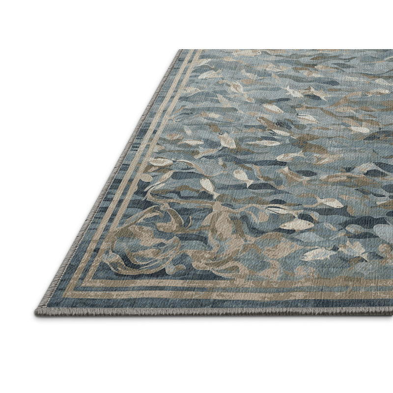 Machine Washable Gray Area Rug, Rectangle 5' x 8'