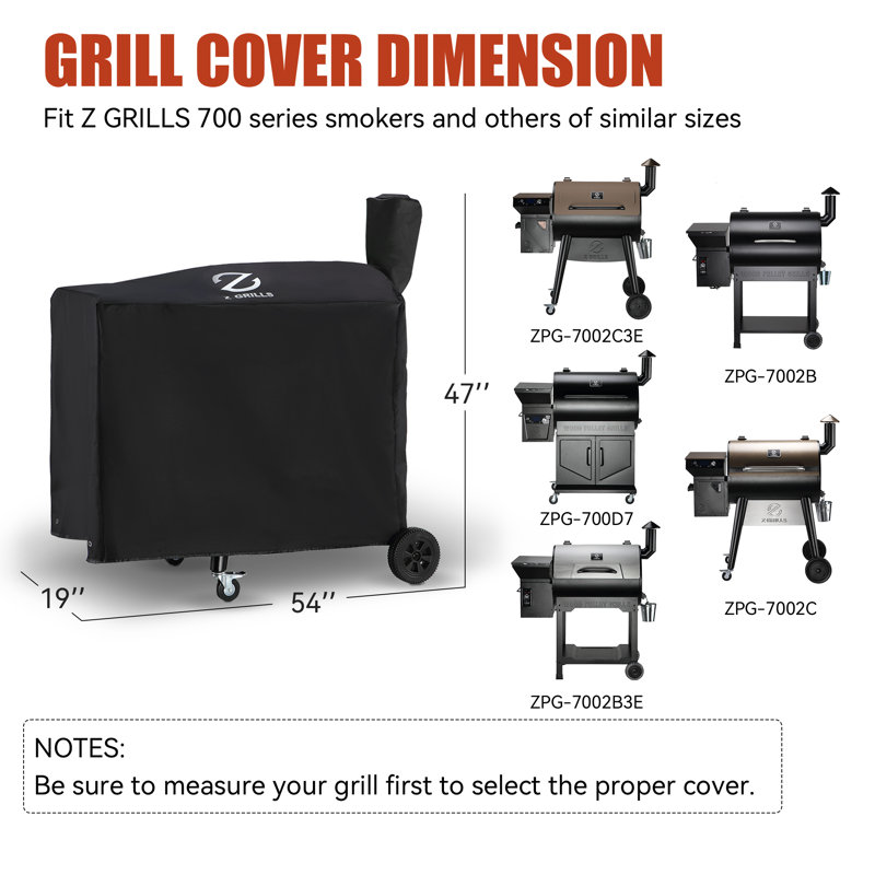 700S Pellet Grill Cover 54 Inch Upgraded 600D Polyester Fabric, Heavy Duty, Waterproof, Weather Resistant Full Length Grill Cover for 700 Series and 10502B Pellet Smoker
