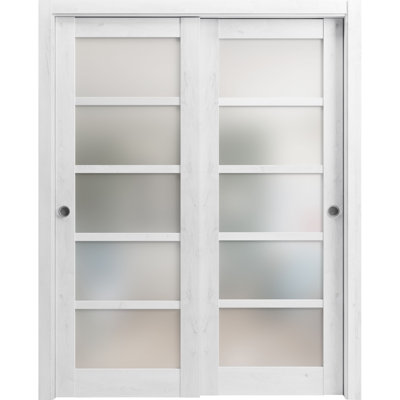 Quadro Solid + Manufactured Wood Paneled without Installation Hardware Kit Sliding Closet Doors
