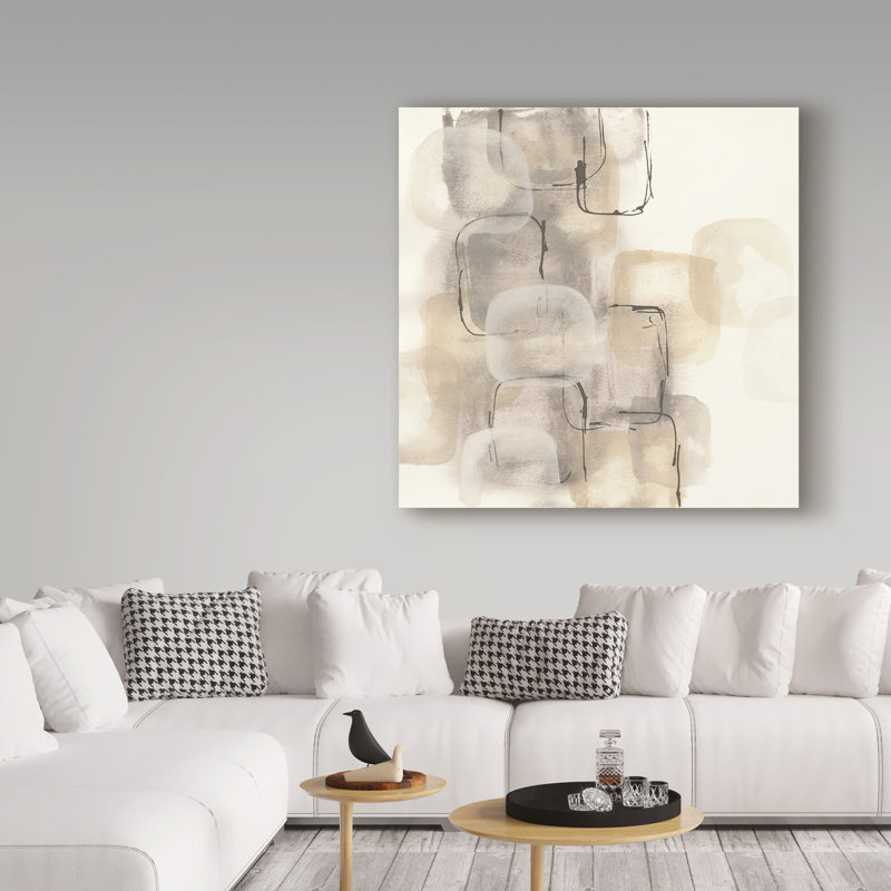 « neutral stacking ii », reproduction de peinture à l’acrylique sur toile tendue, H 14 po x l 14 po x P 2 po