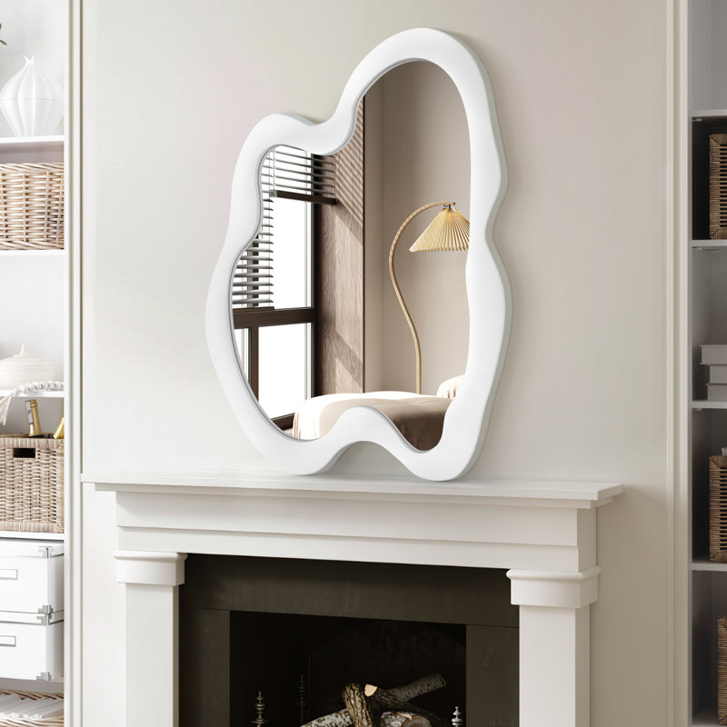 Miroir mural en bois massif, 32 po x 24 po, Blanc