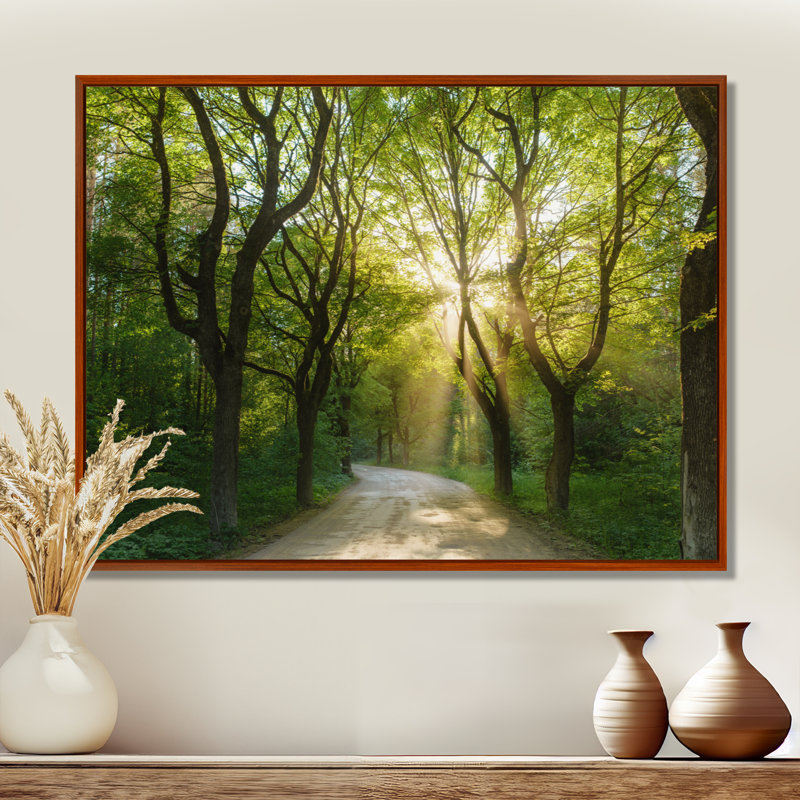 «Evening in Green Forest», art mural sur toile, H 30 po x l 40 po, Cadre flottant brun