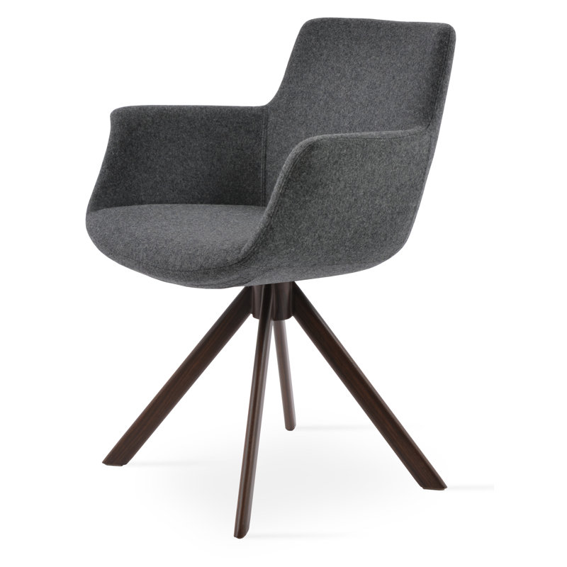 Chaise avec accoudoirs pivotante Bottega, Noir, Gris foncé