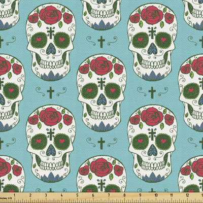 Giraldo Roses on Skull South American Culture Fabric