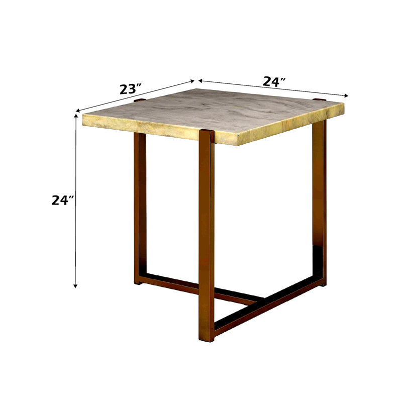 Table de bout carrée Azurdee Glam, Brun, Champagne Marble