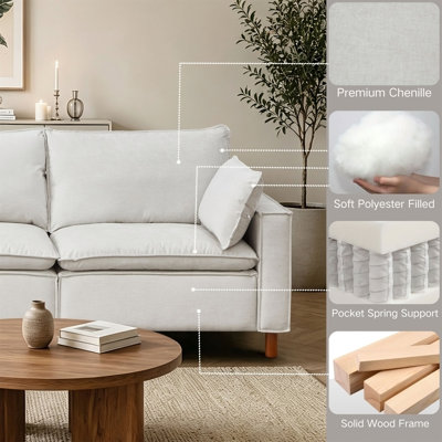 108.5" Modular Sectional L Shape Sofa with Movable Ottoman
