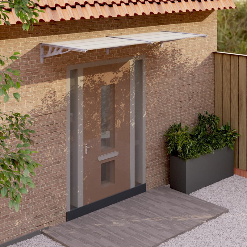 Auvent de porte Vidaxl en polycarbonate gris et transparent, H 10,8 po x l 94,1 po x P 35,4 po