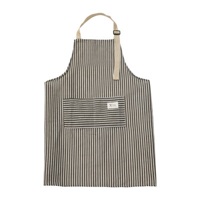 Stripe Adjustable Bib Linen Kitchen Apron With Pockets, Cooking Chef Apron For Men Women, 25.6x27.6in Gray