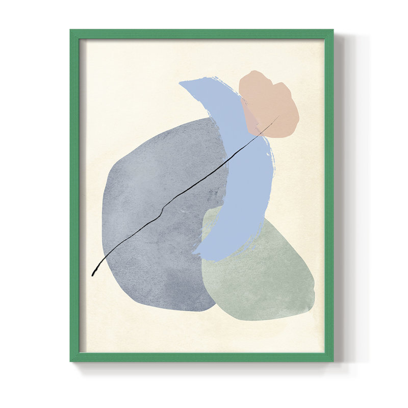 «Pastel Assemblage II», reproduction encadrée - bois massif, Cadre simple vert, H 10 po x l 8 po