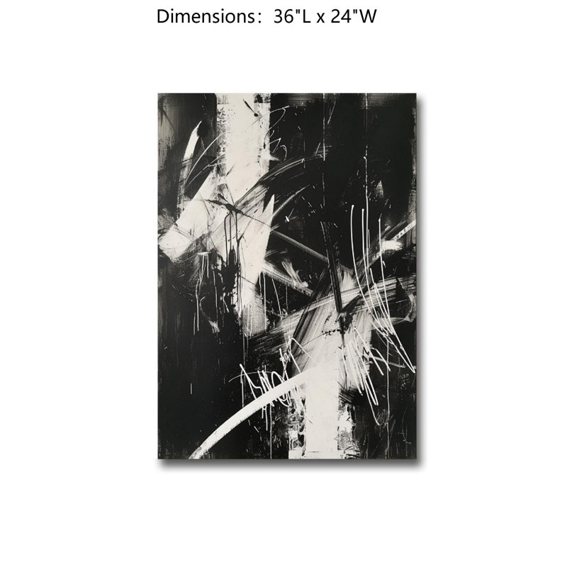 Black White Graffiti Wall Art 36×24 in at Studio Loft Space