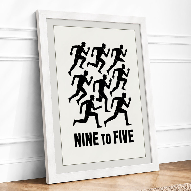 Nine To Five Typography - Print, A4 - 29.7 x 21.0 cm, White