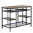 Rectangular Black And Oak Kitchen Island With Paper Top Rustic Style Powder Coated Metal Veneer