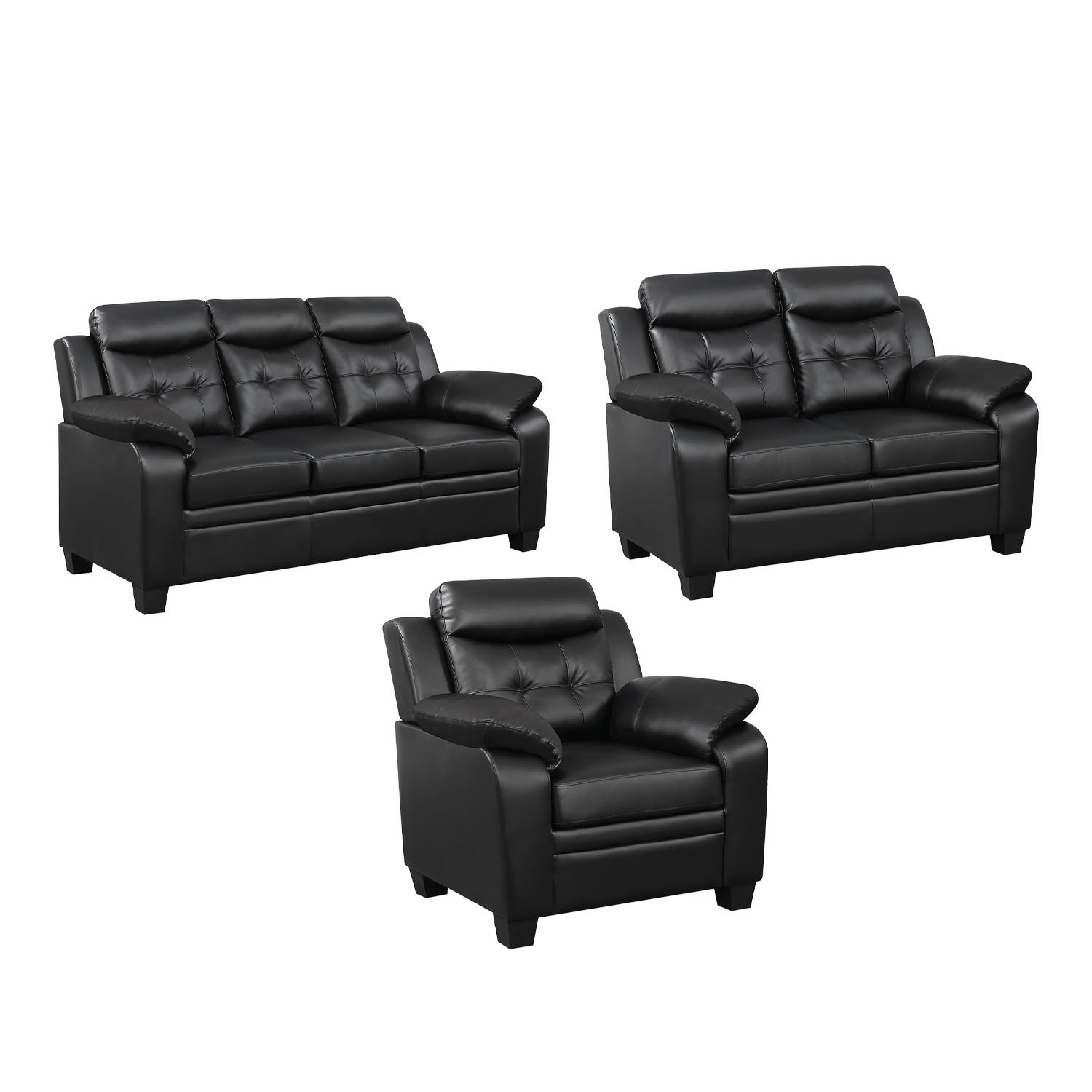 Red Barrel Studio® Ian 3 Piece Faux Leather Living Room Set | Wayfair