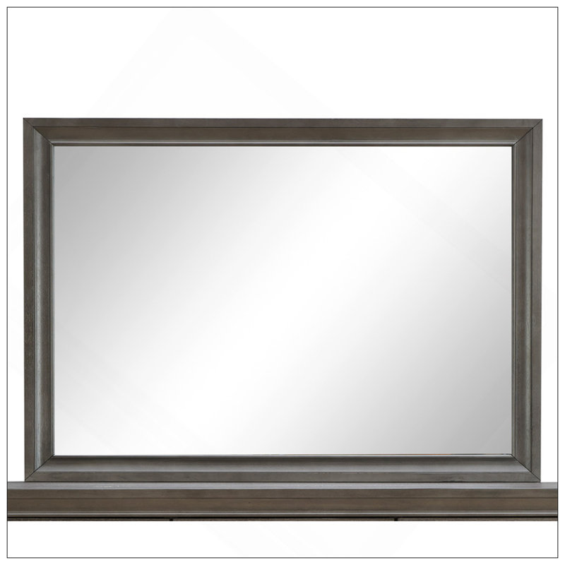 Miroir moderne en stratifié avec cadre en forme, parfait pour rehausser la décoration et la fonctionnalité, Gris