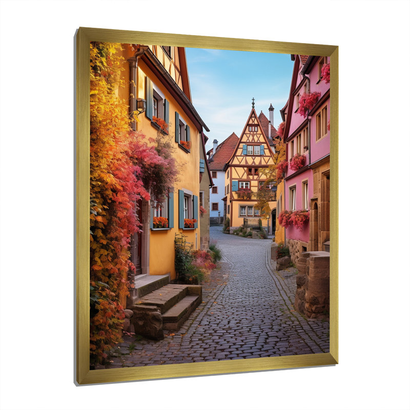 Leighlani Allemagne Rothenburg Street III, H 32 po x l 24 po x P 1 po, Encadrement doré