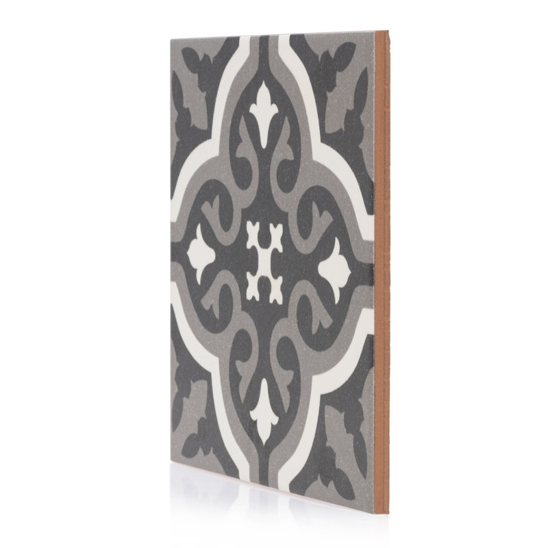 Carreau de céramique espagnol pour mur et plancher 8 po x 8 po Tradition, Noir