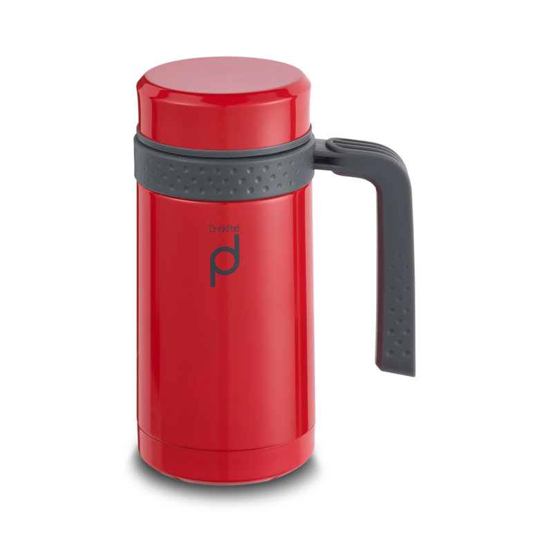 Grunwerg Drink Pod Stainless Steel Travel Mug, Red