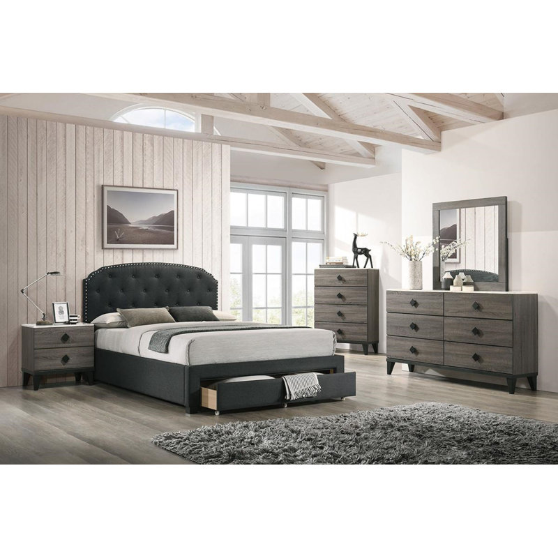 Gurdas 62'' W 6 - Drawer Dresser, Dark Gray
