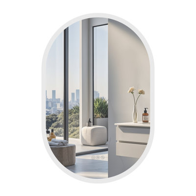24X35.5 Inch Oval Led-Bathroom-Mirror/ Anti-Fog/ Dimmable/ Color Changing/ Bluetooth/ Tempered Glass/ Memory Function
