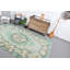 Tapis turc Oushak fait à la main avec motif floral en laine verte pour décoration intérieure classique noir / vert