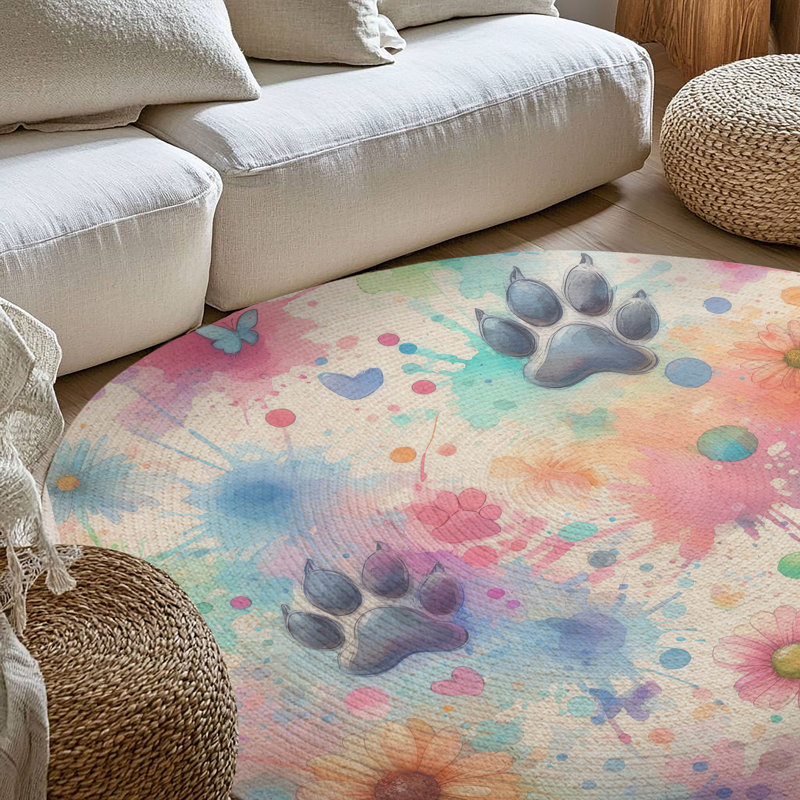 Tapis tressé Pet Paw, Rond 5 pi