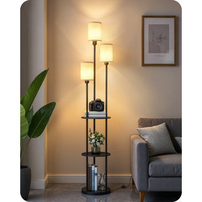 70.9" Tray Table Floor Lamp With 3 Lights